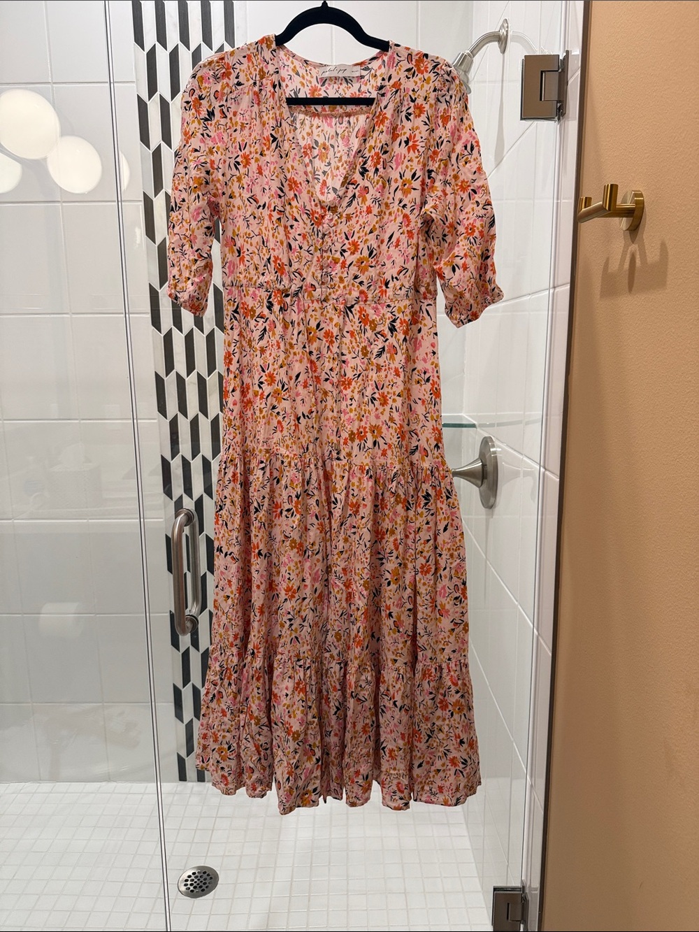 Petal & Pup Pink Floral V-Neck Maxi Dress with Drawstring